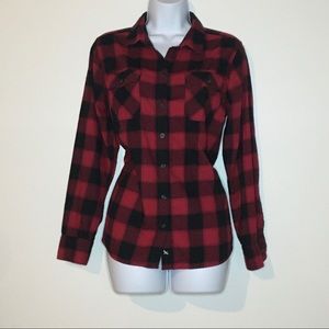 Eddie Bauer Red & Black Flannel Long Sleeve Shirt